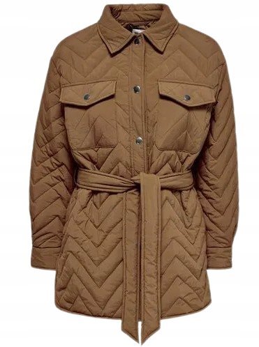 ONLY PIKOWANA KURTKA DAMSKA Z PASKIEM I KLASYCZNYM KOŁNIERZEM XL K_A