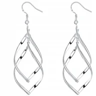 Kolczyki - SREBRNE KOLCZYKI DAMSKIE SPIRALE DŁUGIE WISZĄCE - miniaturka - grafika 1