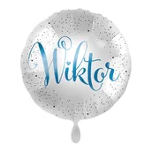 Balony i akcesoria - Balon imienny foliowy Wiktor okrągły pakowany 43 cm - miniaturka - grafika 1