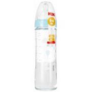 Butelki dla niemowląt - Nuk Butelka szklana FC+ New Classic z silikonowym smoczkiem 0-6 mies. 240 ml - miniaturka - grafika 1