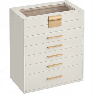 SZKATUŁKA KUFEREK NA BIŻUTERIĘ PUDEŁKO ELEGANCKI BIAŁY ORGANIZER DUŻY - Pudełka i szkatułki - miniaturka - grafika 1