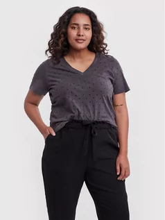 Koszulki i topy damskie - Vero Moda Curve T-Shirt Lilli 10256202 Szary Relaxed Fit - grafika 1