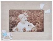 Ramki na zdjęcia - Ramka na zdjęcie z konikiem na biegunach, EWAX, niebieska kokarda, 21x16x1,5 cm - miniaturka - grafika 1