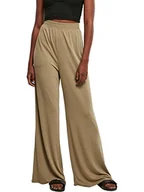 Spodnie damskie - Urban Classics Damskie spodnie Modal Wide Leg Pants z szeroką nogawką, spodnie materiałowe dla kobiet w 2 kolorach, rozmiary XS - 5XL, khaki, 5XL - miniaturka - grafika 1
