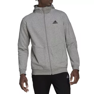 Bluzy sportowe męskie - Bluza adidas Essentials 4 Gameday Full-Zip Hoodie HE1806 - szara - Adidas - grafika 1