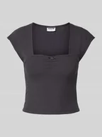 Koszulki i topy damskie - T-shirt z kwadratowym dekoltem model ‘SELENA’ - miniaturka - grafika 1