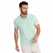Koszulki męskie - Koszulka polo z bawełnianej dzianiny pique miętowa OM-POSS-0103 V1 roz. XXL - miniaturka - grafika 1