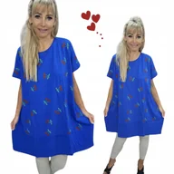 Bluzki damskie - MODNA TUNIKA BAWEŁNIANA WIŚNIA bluzka krótki rękaw luźna 50 52 5XL 6XL 2936 - miniaturka - grafika 1