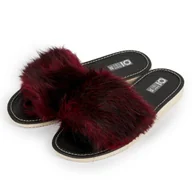 Kapcie damskie - Kapcie damskie R.37 klapki z futerkiem bordowe modne i wygodne pantofle KD-03-RD-37 - miniaturka - grafika 1