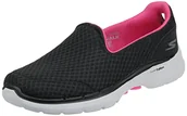 Sneakersy damskie - Skechers Damskie sneakersy Go Walk 6 Big Splash, Czarna tekstylna różowa lamówka, 40.5 EU - miniaturka - grafika 1
