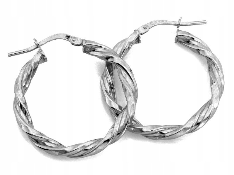 Kolczyki srebrne 925 klasyczne koła skręcone 30mm eleganckie na prezent