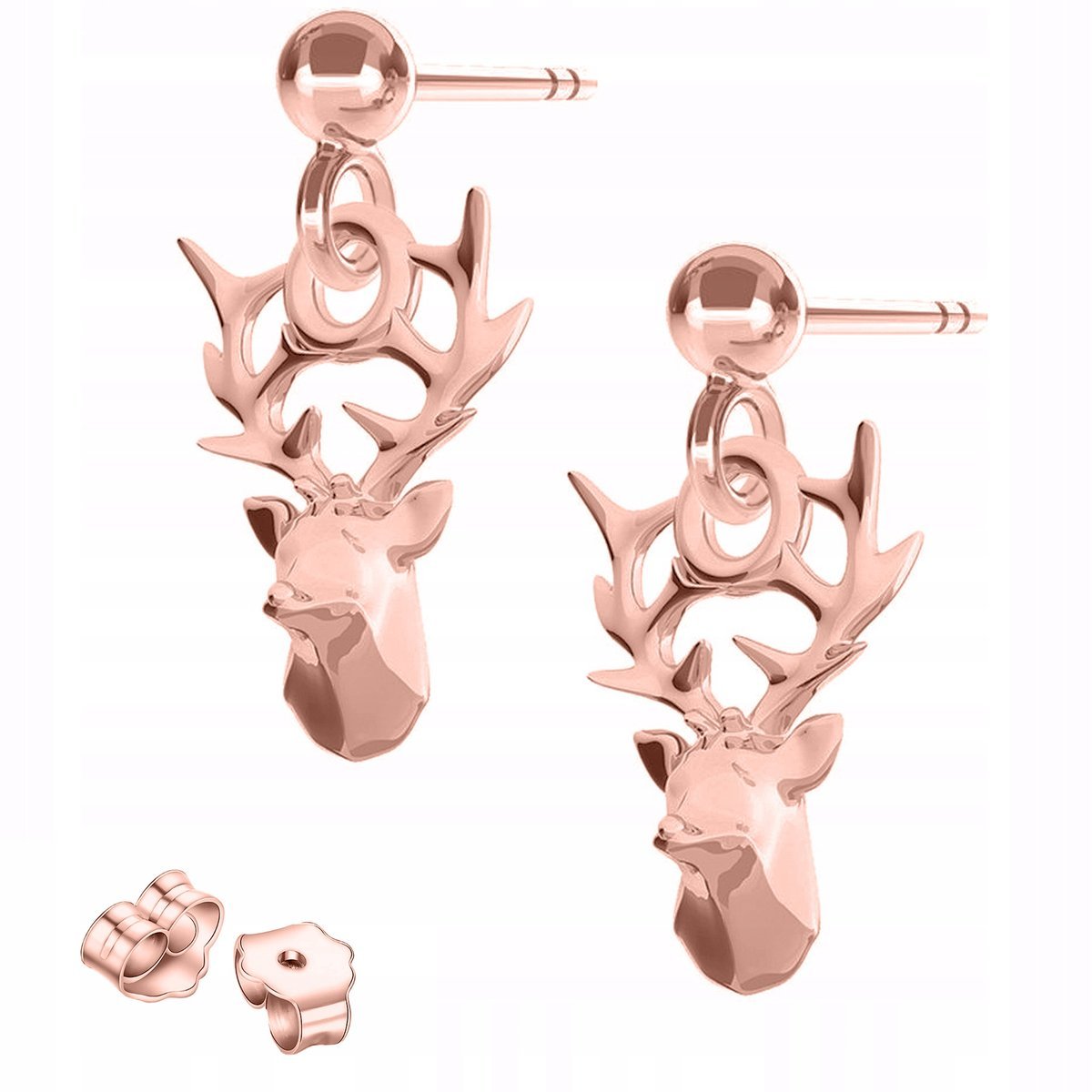 Kolczyki Pozłacane Jelenie Rogi Głowa Poroże Jelenia Jeleń SREBRO 925