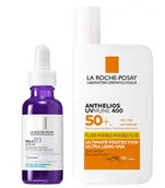 Balsamy i kremy do opalania - La Roche Posay-  zestaw (Mela B3 Serum 30ml + Anthelios UV Mune Niewidoczny fluid SPF50+ 50ml) - miniaturka - grafika 1