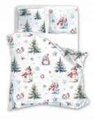 Pościel dla dzieci - POŚCIEL bawełniana ŚWIĄTECZNA 140x200 70x90 choinki bałwany misie pingwiny - miniaturka - grafika 1