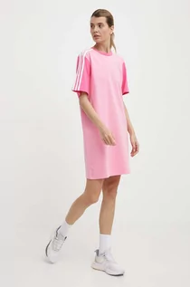 Sukienki - adidas sukienka bawełniana kolor różowy mini oversize IR6055 - grafika 1
