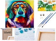 Malowanie po numerach - Malowanie po numerach Obraz Rama Płótno ZESTAW 5w1 KOLOROWY PIES piesek abstrakcyjny - miniaturka - grafika 1