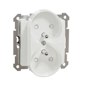 Gniazdka elektryczne - Gniazdo podwójne z uziemieniem, 2x2P+PE z przesłonami do systemu ramkowego (do ramek Elements), biały SEDNA DESIGN - miniaturka - grafika 1