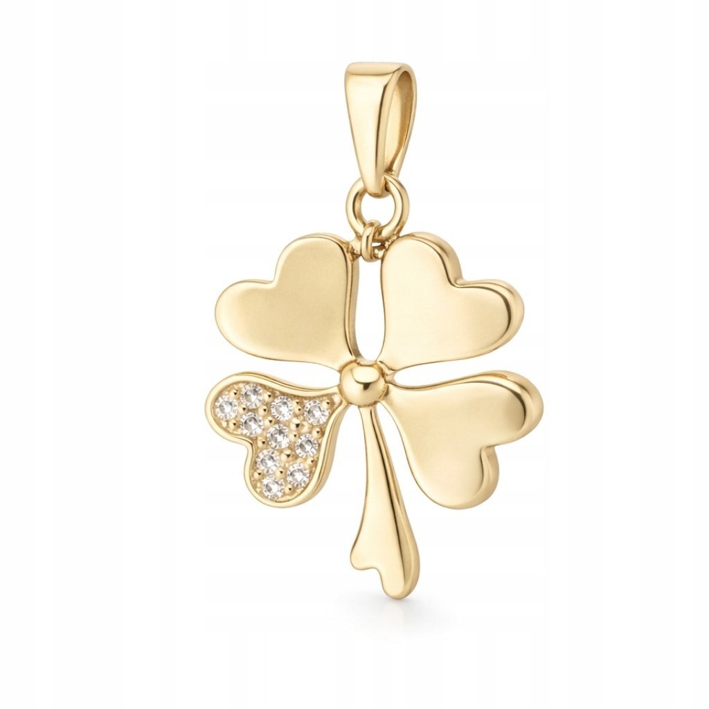 ZAWIESZKA CZTEROLISTNA KONICZYNA ZE ZŁOTA PR. 585, 14K