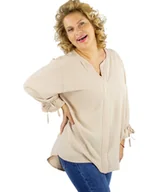 Bluzki damskie - Elegancka koszula tunika oversize z wiązaniami na rękawach SOPHIE-56 - miniaturka - grafika 1