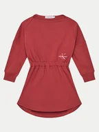 Sukienki i spódniczki dla dziewczynek - Calvin Klein Jeans Sukienka dzianinowa Monogram IG0IG02316 M Czerwony Relaxed Fit - miniaturka - grafika 1