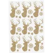Pasmanteria - Naklejki brokatowe, złote głowy jelenia - miniaturka - grafika 1