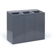 Wyposażenie miejsc publicznych - Kosz na śmieci do segregacji, 3x108 L, szary - miniaturka - grafika 1