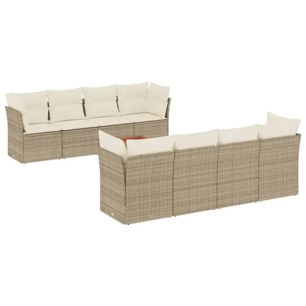 Zestaw mebli ogrodowych beżowy z poduszkami, rattan PE, 62 x 62 x 69 cm