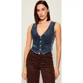 Kamizelki damskie - GUESS Jeansowa kamizelka ADELE Slim Fit - miniaturka - grafika 1