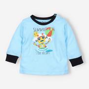 Bluzki damskie - Turkusowa bluzka niemowlęca SUMMER ROBOTS  z bawełny organicznej dla chłopca-62 - miniaturka - grafika 1