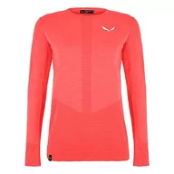 Koszulki i topy damskie - Salewa Women's ZEBRU MED WARM AMR W L/S Tee. Base Layer Top, Fluo Coral, XL - miniaturka - grafika 1