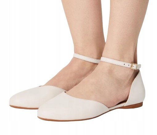 ANNA FIELD DAMSKIE BALERINY SKÓRZANE BIAŁE PŁASKIE 40 T6A