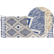 Dywany - Dywan bawełniany 80 x 200 cm beżowo-niebieski MANAVGAT Lumarko - miniaturka - grafika 1