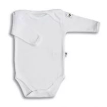 Body dla niemowląt - Nanaf Organic, BASIC, Body motylkowe z długim rękawem, białe - grafika 1