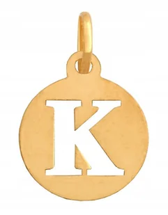 Złota Zawieszka Literka K Okrągła Mini 585 0.40 g Rodium - Wisiorki - miniaturka - grafika 1