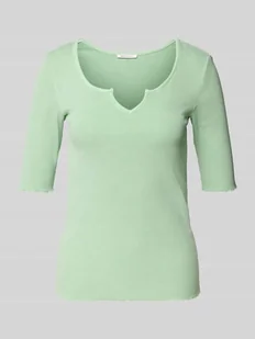 T-shirt o kroju slim fit z mieszanki bawełny - Koszulki i topy damskie - miniaturka - grafika 1