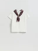 Koszulki i topy damskie - Reserved - T-shirt z apaszką - biały - miniaturka - grafika 1