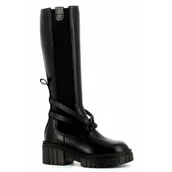 Kozaki damskie - Czarne kozaki na grubej podeszwie z łańcuchem CARINII - Carinii - miniaturka - grafika 1