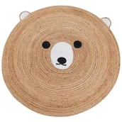 Dywany dla dzieci - Dywan dziecięcy okrągły z juty miś ⌀ 120 cm beżowy KOSALAR - miniaturka - grafika 1