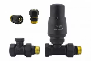Zawór termostatyczny ELEGANT prosty czarny strukturalny Pex 16mm - Zawory i kraniki - miniaturka - grafika 1