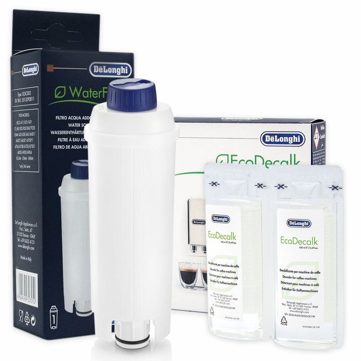 Zestaw Do Delonghi, Filtr DLSC002, EcoDecalk 551329602 200ml