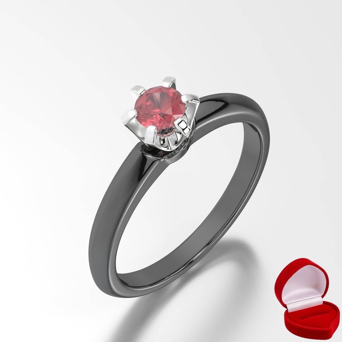 ZŁOTY PIERŚCIONEK ZARĘCZYNOWY 585 14k RUBIN 0,19 ct CZARNE ZŁOTO R24