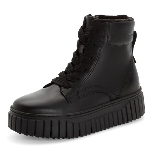 Tamaris Damskie sztyblety Lace Boot Flat 1-25267-45, czarna skóra, 37 EU, czarna skóra, 37 EU