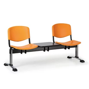 Ławka do poczekalni plastikowa ISO, 2-siedziska + stolik, pomarańczowy, chromowane nogi - Inne meble biurowe - miniaturka - grafika 1
