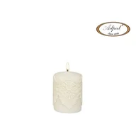 Świece - Świeca pieńkowa 10 x 7 cm koronka IV lakier matowy biała - miniaturka - grafika 1