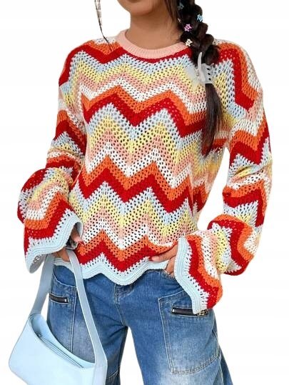 SHEIN SWETER Z DŁUGIM RĘKAWEM PROSTY 40/42 Ł2N