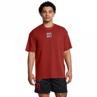 Koszulki sportowe męskie - Męski t-shirt z nadrukiem Under Armour UA M Hw Os Sm Box Ss - czerwony - UNDER ARMOUR - miniaturka - grafika 1
