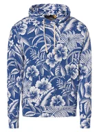 Swetry męskie - Polo Ralph Lauren Męski sweter z kapturem Mężczyźni Bawełna niebieski|biały wzorzysty, M - miniaturka - grafika 1