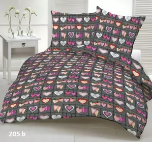 Karo Pościel z kory 200x220 serca szara fioletowa 100% bawełna na guziki MKO-2333393 - Pościel - miniaturka - grafika 1