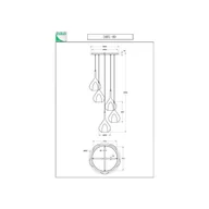 Lampy sufitowe - Fabas Luce Lampa wisząca żyrandol fioletowy, 5-punktowa, dymny - miniaturka - grafika 1
