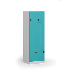 Szafka ubraniowa Z, 4 szafki, 1850 x 600 x 500 mm, zamek elektryczny, drzwi zielone - Szafki biurowe - miniaturka - grafika 1